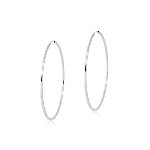 Pendientes Plata de Ley Aros Redondo Brillo 50 x 2 mm