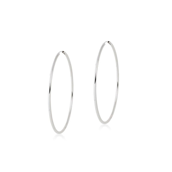 Pendientes Plata de Ley Aros Redondo Brillo 40 x 2 mm