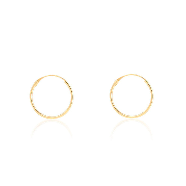 9ct Yellow Gold Hoops Earrings shine 12x1 mm