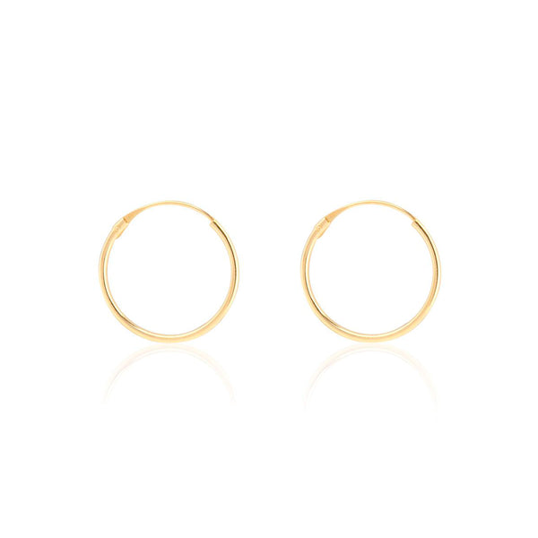 9ct Yellow Gold Hoops Earrings shine 14x1 mm