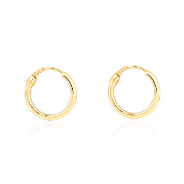 9ct Yellow Gold Hoops Earrings shine 14x1.2 mm