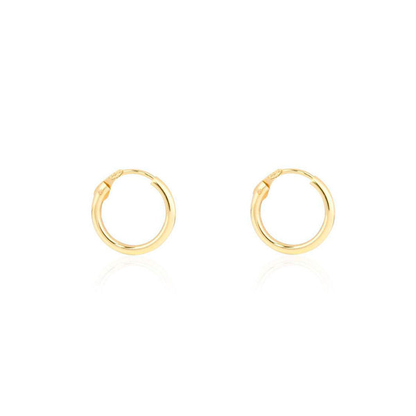 18ct Yellow Gold Hoops Earrings shine 10x1.2 mm