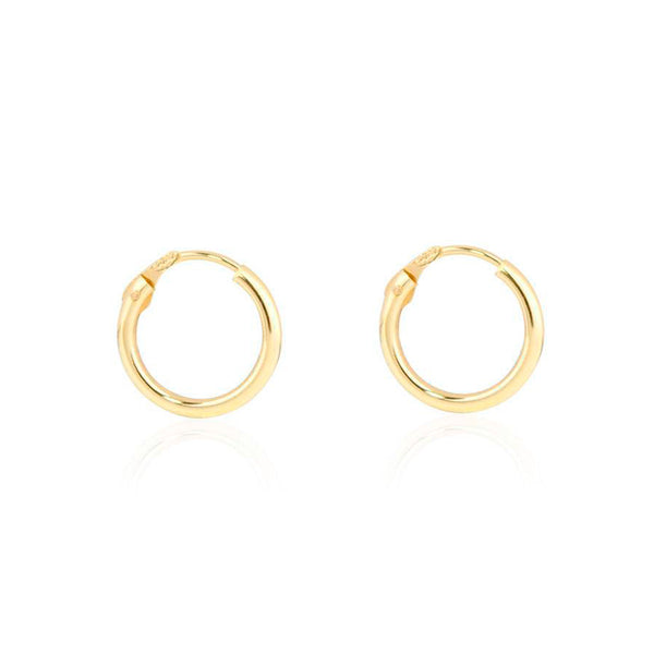 18ct Yellow Gold Hoops Earrings shine 12x1.5 mm