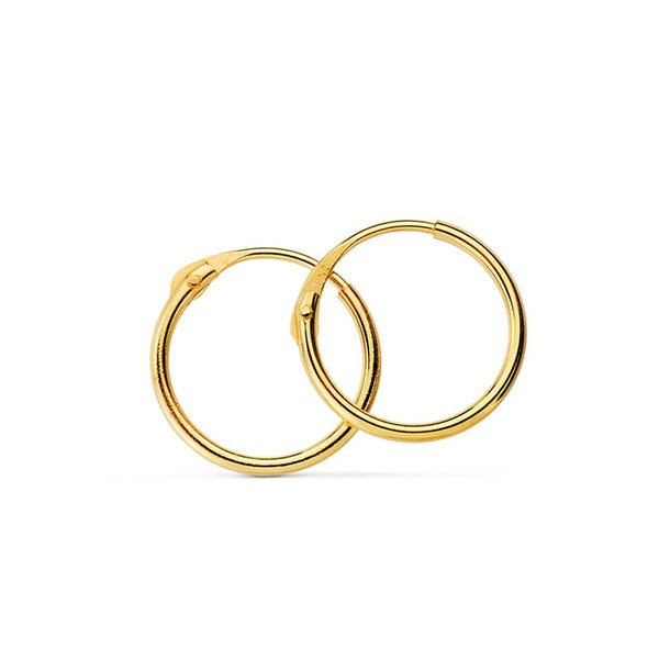 18ct Yellow Gold Hoops Earrings shine 14x1.5 mm