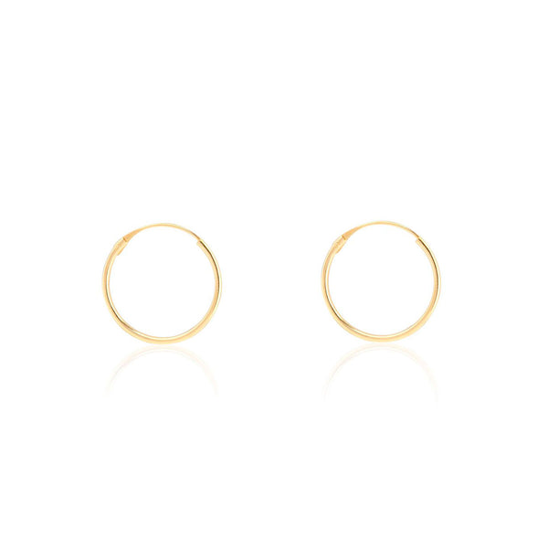 18ct Yellow Gold Hoops Earrings shine 10x0.8 mm