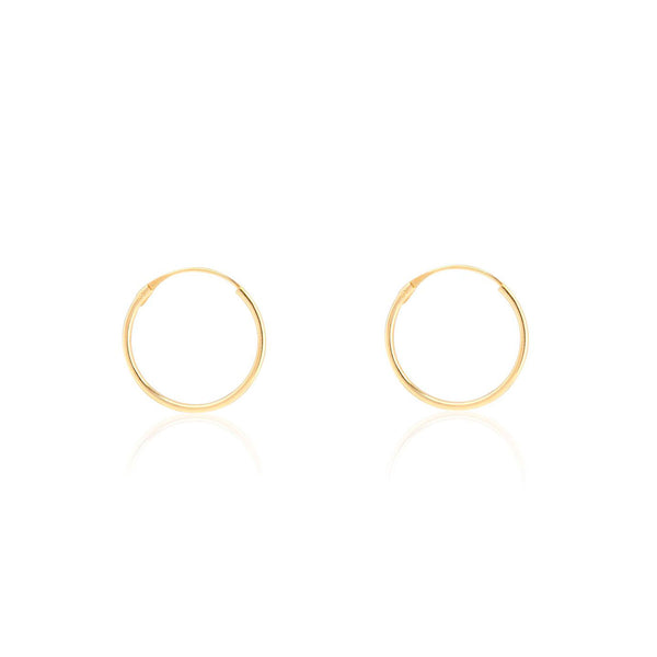 9ct Yellow Gold Hoops Earrings shine 10x0.8 mm