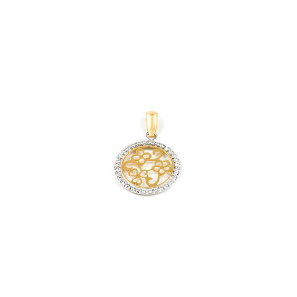 18ct two color gold Flowers Cubic Zirconia pendant shine