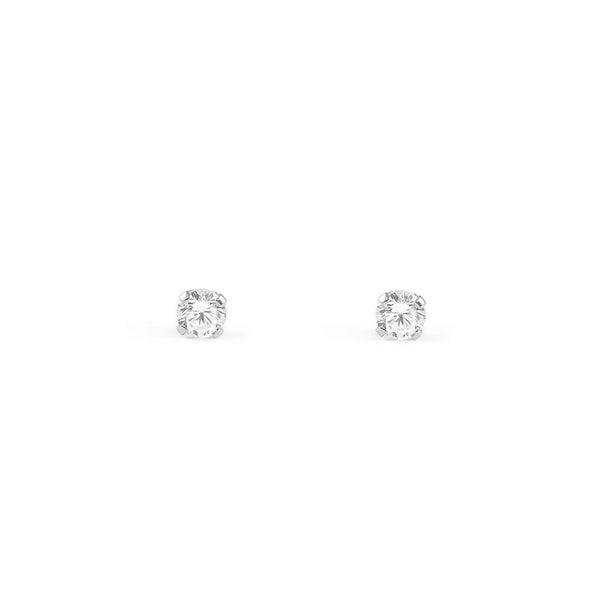 18ct White Gold Cubic Zirconia 3 mm Children's Baby Earrings shine