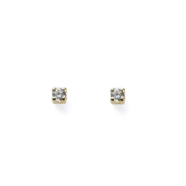 18ct Yellow Gold Cubic Zirconia 3 mm Children's Baby Earrings shine