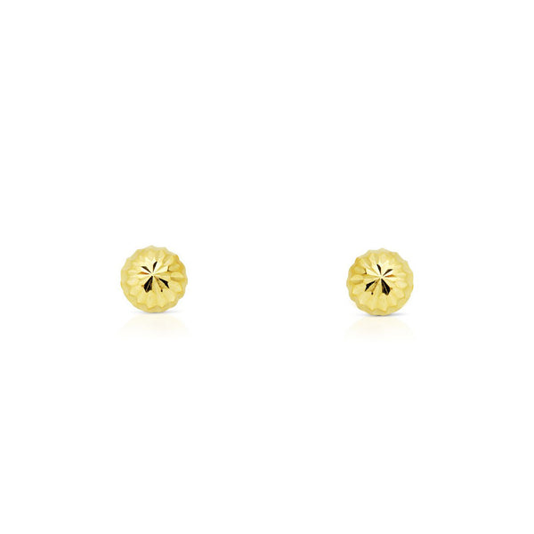 18ct Yellow Gold Half Ball 5 mm carved Earrings