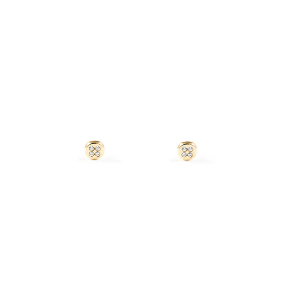 9ct Yellow Gold Round Cubic Zirconia Children's Baby Earrings shine