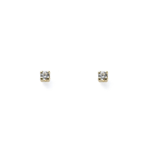 Pendientes Bebe Oro Amarillo 18K Garra Circonita 2 mm Brillo