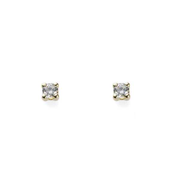 18ct Yellow Gold Cubic Zirconia 4 mm Children's Baby Girls Earrings shine