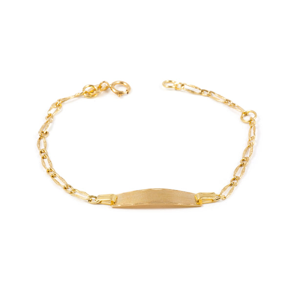 Pulsera Niña Oro Amarillo 18K Personalizada Esclava Brillo y Textura 14 cm