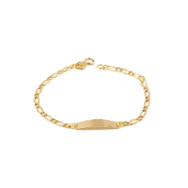 Pulsera Niña Oro Amarillo 18K Personalizada Esclava Brillo y Textura 14 cm