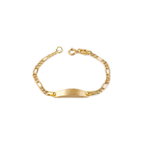 18ct Yellow Gold Personalized Baby Girl Slave Bracelet 3x1 Matte and Shine 12 cm