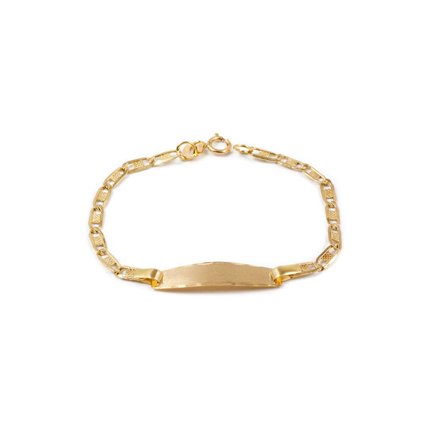 18ct Yellow Gold Personalized Slave Figaro Matte and Shine Girls Bracelet 13 cm