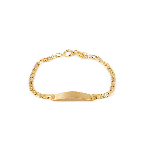 18ct Yellow Gold Personalized Baby Girl Slave Bracelet Matte and Shine Finish 12 cm