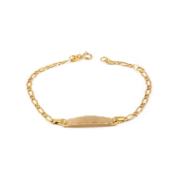 Pulsera Niña Oro Amarillo 18K Personalizada Esclava Brillo y Textura 16 cm