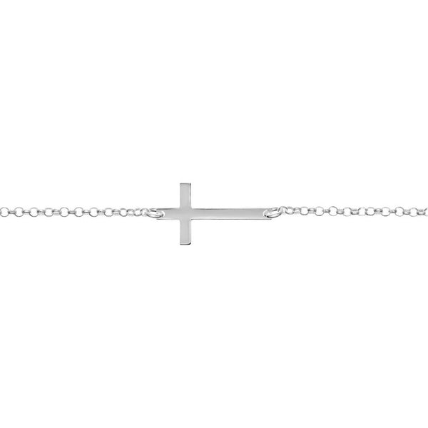 925 Sterling Silver Horizontal cross bracelet shine