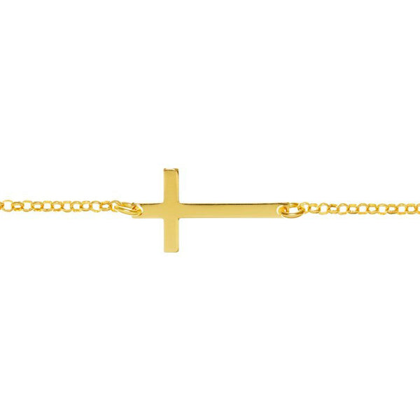 925 Sterling Silver Gold-plated Horizontal cross Necklace Shine