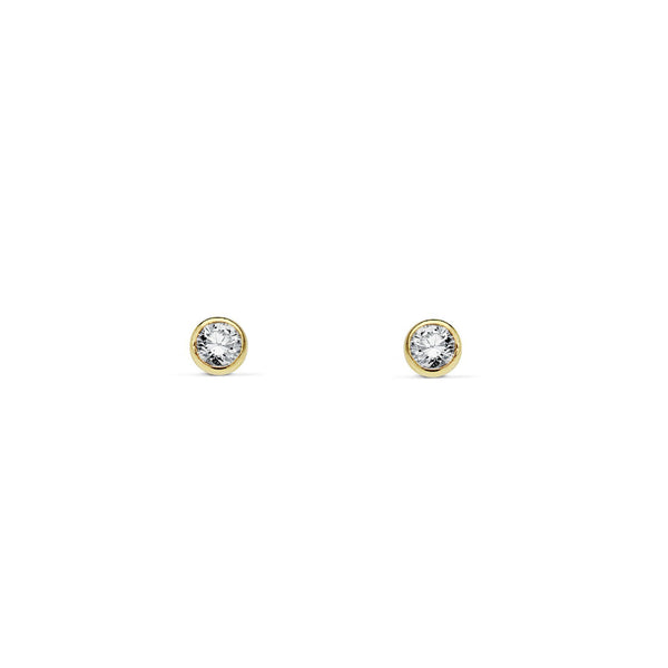 18ct Yellow Gold Round Cubic Zirconia 2,75 mm Children's Baby Earrings shine