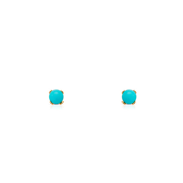 18ct Yellow Gold Turquoise 3 mm Children's Baby Earrings shine