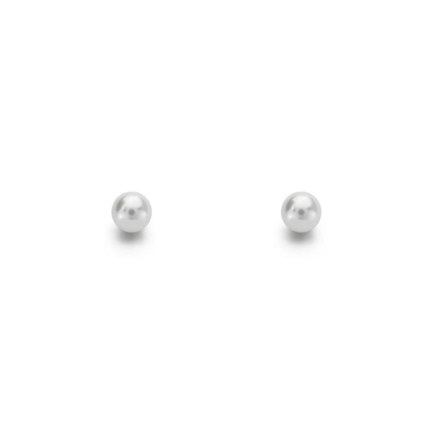 18ct Yellow Gold Pearl 4 mm Children's Baby Earrings shine
