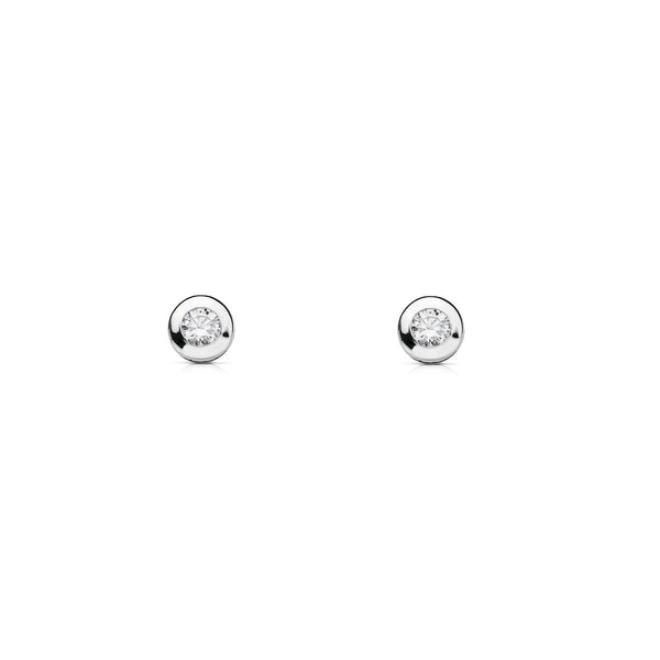 18ct White Gold Gallery Cubic Zirconia 4 mm Earrings shine