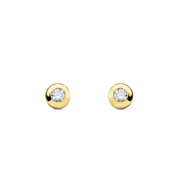 18ct Yellow Gold Gallery Cubic Zirconia 5 mm Earrings shine