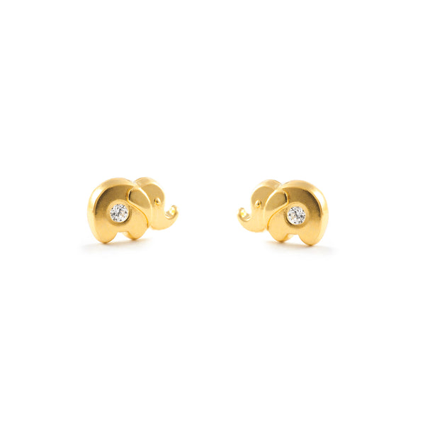 Pendientes Bebe Oro Amarillo 18K Elefante Circonita Brillo