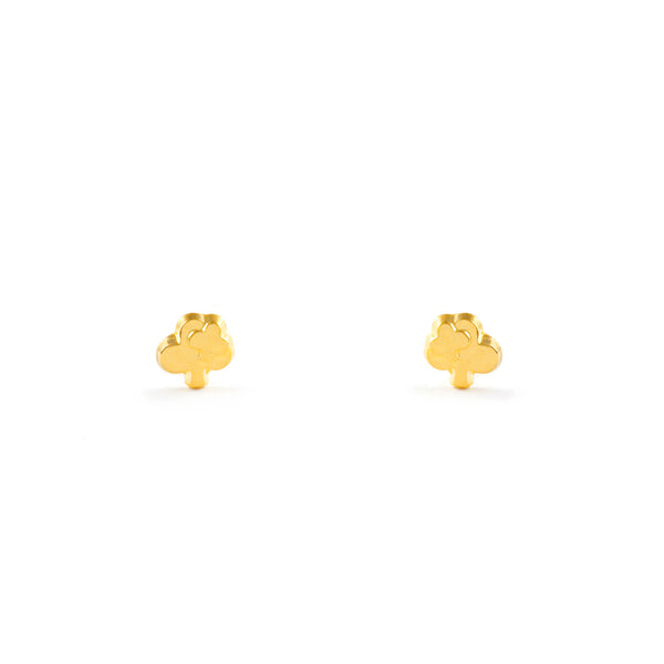 18ct Yellow Gold Trebol Children's Baby Earrings shine