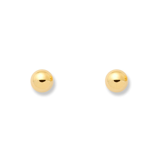 Pendientes Oro Amarillo 18K Bola Redondo Brillo 6 mm