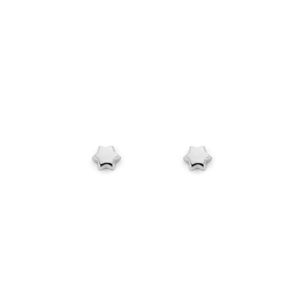 9ct White Gold Star Children's Baby Girls Earrings shine