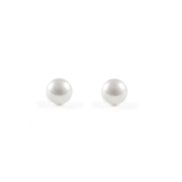 925 Sterling Silver Pearl 6 mm shine earrings