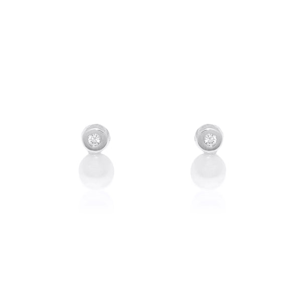 Pendientes Plata de Ley Perla Botón 3,5 mm Circonita Brillo