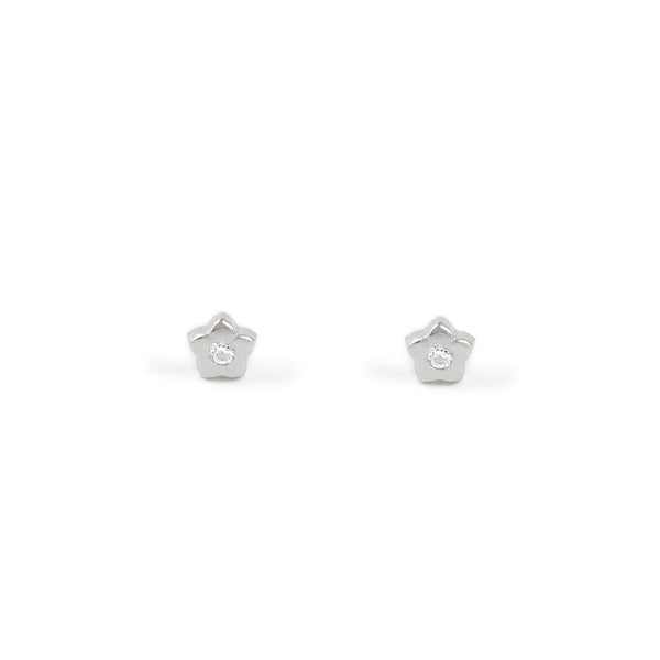 925 Sterling Silver Flower Cubic Zircon shine earrings