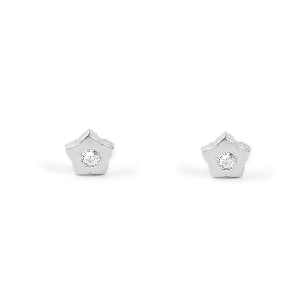 925 Sterling Silver Flower Cubic Zircon shine earrings