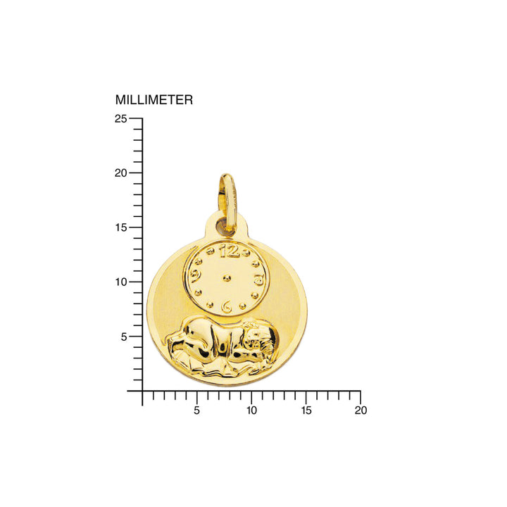 Medalla Oro redonda Angelito con reloj (9kts)