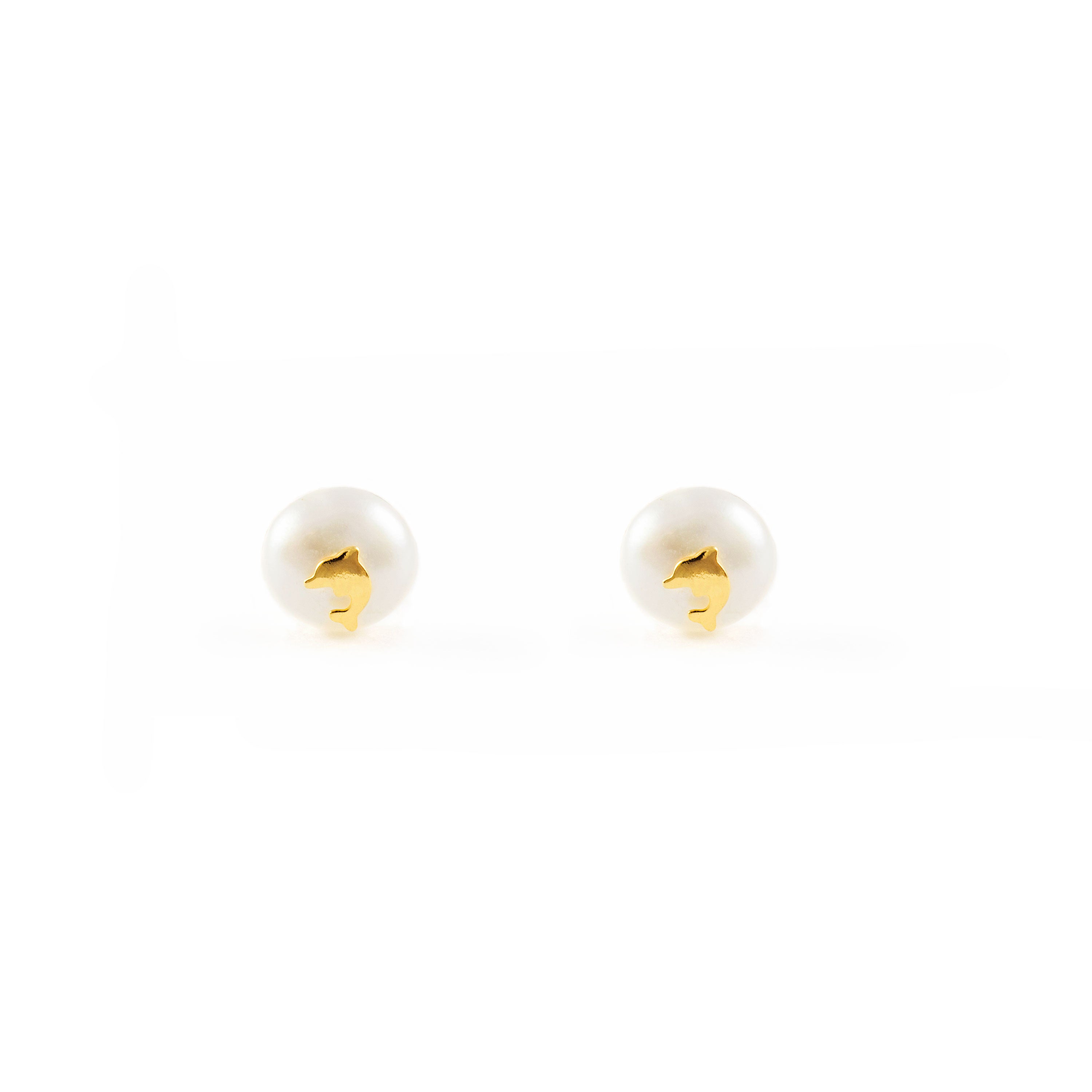 Monde Petit T1823P – Baby-Ohrstecker 18k Gold, Runder Chaton 7 Mm, In Geschenkbox Mit Zertifikat