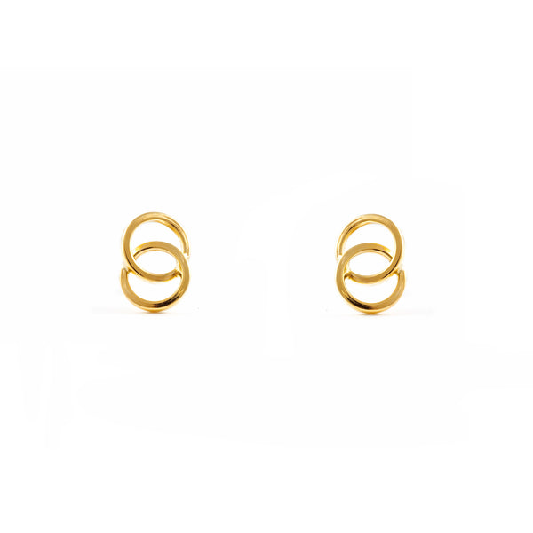 18ct Yellow Gold Double Hoops Earrings shine 10x7 mm