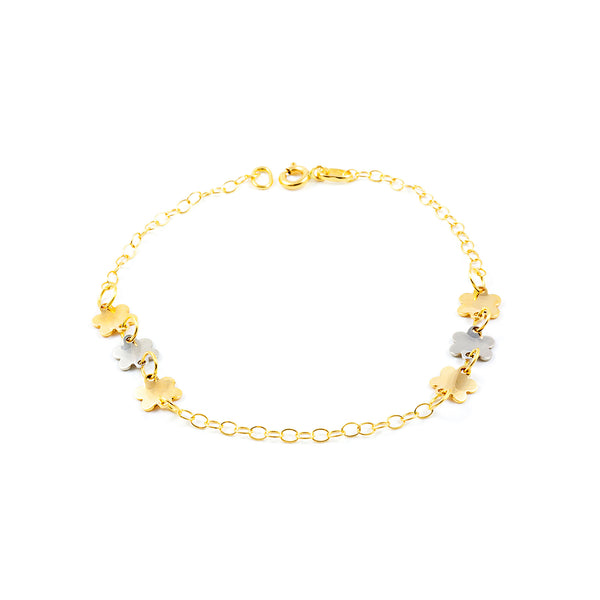 18ct two color gold Women's Bracelet 18 cm Floral Shine