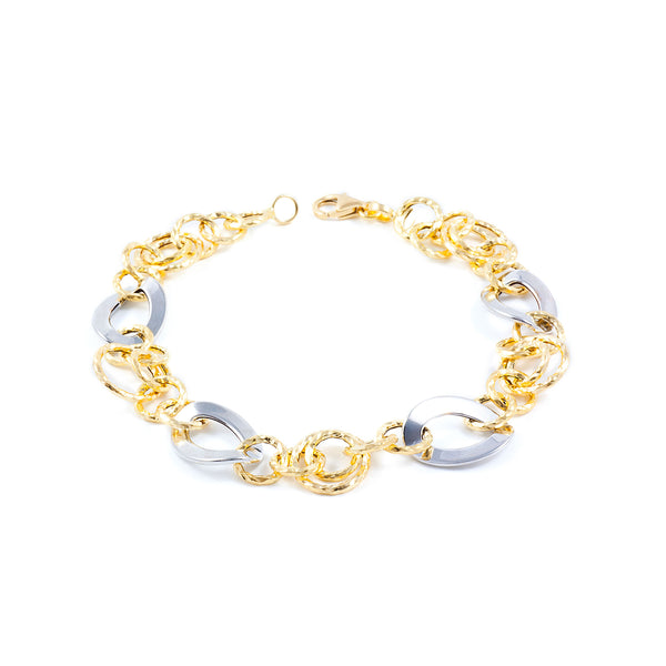 18ct two color gold Women's Bracelet Sparkle and Texture 20 cm