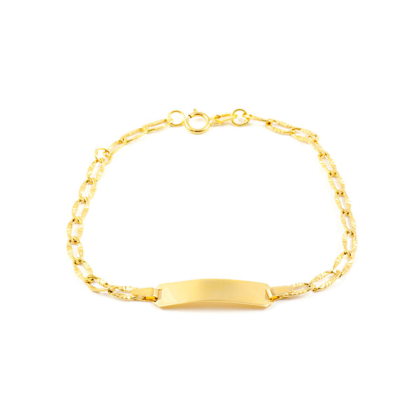 18ct Yellow Gold Personalized Slave girls Bracelet Shine and Texture 14 cm
