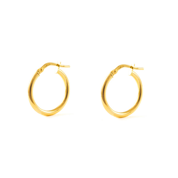 Pendientes Oro Amarillo 18K Aros Redondo Brillo 20 x 2 mm