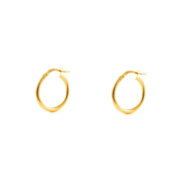 18ct Yellow Gold Hoops Earrings shine 15x2 mm