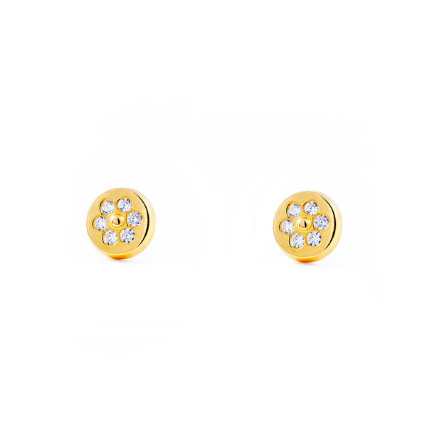 18ct Yellow Gold Round Cubic Zirconias Earrings shine