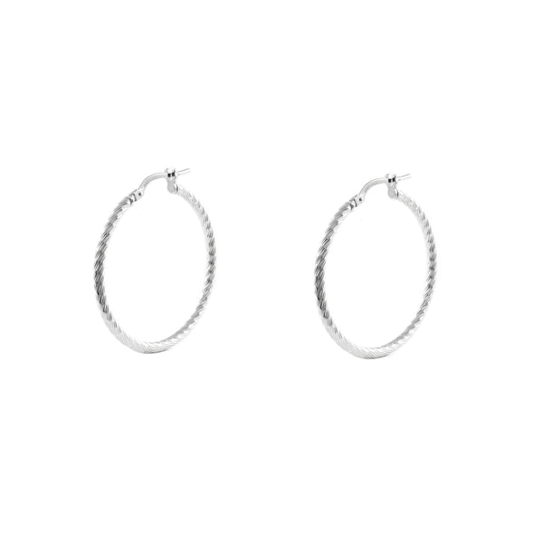 925 Sterling Silver Hoops Earrings 30x2 mm