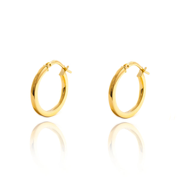 Pendientes Oro Amarillo 18K Aros Cuadrados Brillo 18 x 2 mm