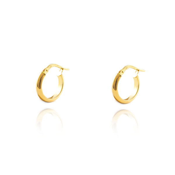 18ct Yellow Gold Hoops Earrings shine 14x3 mm